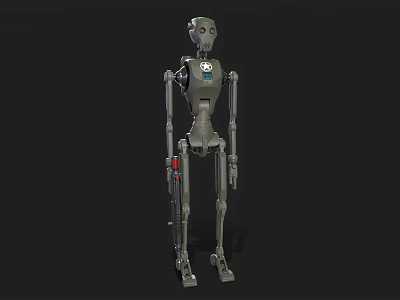 Mechanical Robot Character With Metallic Body Jointed Limbs And Round Head 3d model