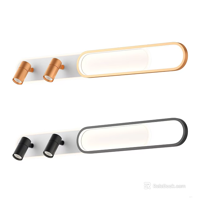 Modern Gold And Black Wall Lamps With Adjustable Spotlights And LED Lighting 3d model 