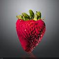 Vibrant Red Strawberry With Green Leaves As Household Item On Black Surface