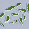 Tree Pits In Various Shapes With Green Planting Areas And White Borders