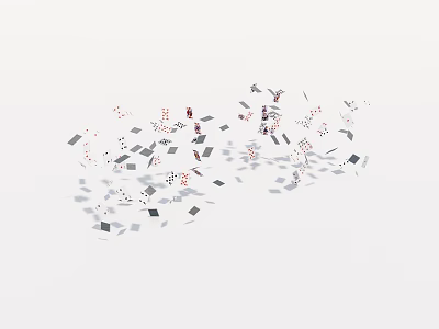 Scattered Gray And Red Geometric Fragments On White Background Design 3d model