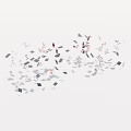 Scattered Gray And Red Geometric Fragments On White Background Design