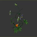 Green Vine Home Decor Ornament With Purple White Flowers Orange Fruit And Leaves