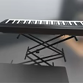 Black Electronic Keyboard With White Piano Keys And Sturdy Black Metal Stand