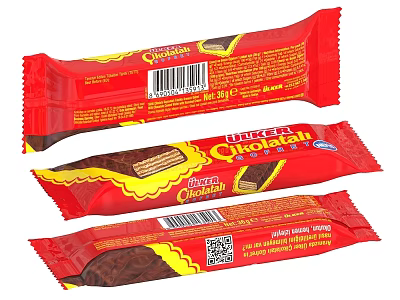 Delicious Chocolait Chocolate Wafer Snacks In Red Packaging With Crispy Layers 3d model
