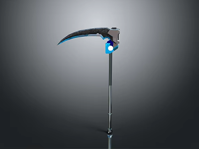 Futuristic Scythe Weapon With Blue Glowing Core And Metallic Handle Design 3d model