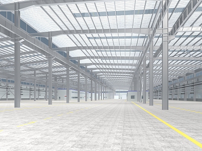 Modern factory building 3d model