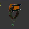 Green Cable Reel with Orange Plastic Bracket Blue Mounting Hardware and Red White Connector