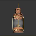 Vintage Copper Lantern With Glass Shade Metal Frame And Handle