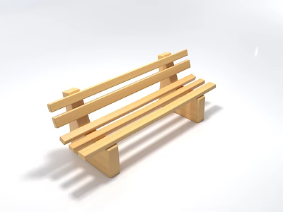 Wooden Leisure Bench With Slatted Design And Simple Structure For Outdoor Garden Use 3d model