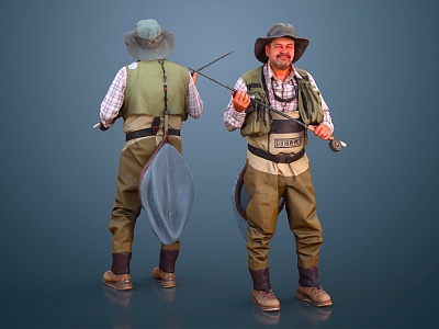 Modern Man Fishing Angler 3d model