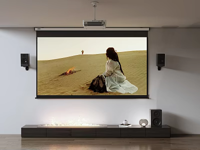 Projection Monitoring In Home Theater With Projector Screen 3d model
