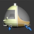 Futuristic Yellow Taxi 3D Model With Transparent Roof And Blue Wheels