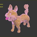 Plush Yellow Dog Toy With Upright Ears Curly Tail Pink Tongue And Pendant On Black