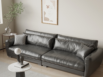 Leather double sofa model