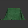 Green Cloth Draped Over Rectangular Table With Flowing Edges On Dark Background 3d model