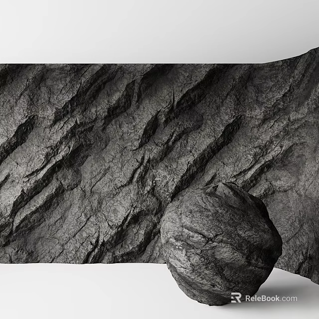 Natural Rock Texture Background With Detailed Surface And Round Stone Sphere 3d model 