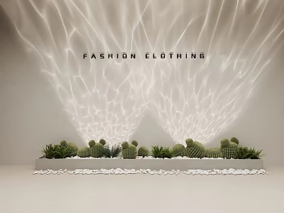 Elegant Modern Decorative Lights For Fashion Clothing Display With Cacti Plants 3d model