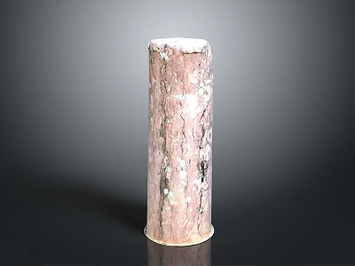 Decorative Pink Cylindrical Pillar With Textured Surface And Smooth Base 3d model