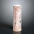 Decorative Pink Cylindrical Pillar With Textured Surface And Smooth Base