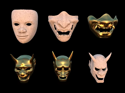 Exquisite Jewelry Masks Featuring Gold Accents And Intricate Stone Designs 3d model