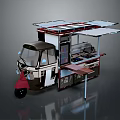 Mobile Three-Wheeled Commercial Food Cart Equipment With Cooking Area And Open Counter