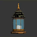 Elegant Decorative Lantern With Glass Panels Metal Frame And Candle Inside