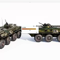 Green Military Tanks With Wheeled Design Turret And Antenna Side View