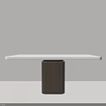 Modern Dining Table with White Tabletop and Dark Square Base Minimalist Design 3d model