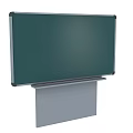 Green Surface Blackboard With Metal Frame And Chalk Tray On Gray Stand