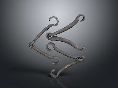 Sturdy Metal Hardware Tools Hooks With Curved Design For Industrial Use 3d model