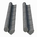 Traditional Gray Roof Tiles with Intricate Decorative Patterns as Classic Eave Components 3d model