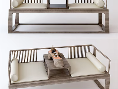 New Chinese-style Lohan Bed Lohan Bed Sofa Combination 3d model