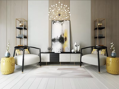 New Chinese Style TV Cabinet Single Chair 3d model