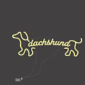 Dachshund Shaped Neon Lighting Fixture With Decorative Text For Wall Illumination