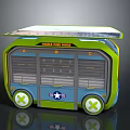 Rocket Themed Food Truck With Green Blue Exterior And Star Logo Design