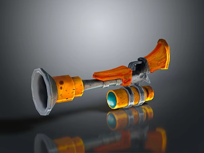 Orange And Gray Sci Fi Weapon With Tubular Structure Sight Scope And Reflective Base 3d model