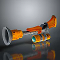 Orange And Gray Sci Fi Weapon With Tubular Structure Sight Scope And Reflective Base 3d model