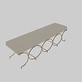 Stylish White Cushioned Bench With Golden Curved Metal Frame and Minimalist Design