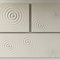 Modern Minimalist Feature Wall With White Concentric Circle Patterns And Textured Surface 3d model