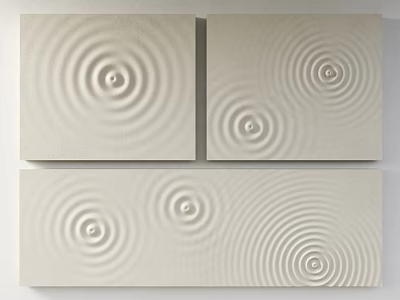Modern Minimalist Feature Wall With White Concentric Circle Patterns And Textured Surface 3d model