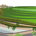 Modern Visitor Center With Contemporary Architecture Green Landscaping Pedestrian Area and Parking Spaces