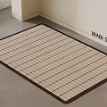 Square Wabi Sabi Rug with Beige Grid Pattern and Dark Brown Border 3d model