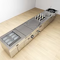 Modern Commercial Kitchen With Stainless Steel Cooking Equipment And Workstations