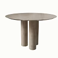 Modern Dining Table Simple Round Wood Grain Dining Table 3d model