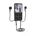 Black Portable MP3 Player With Wired Earphones And Clear Screen Display For Music Entertainment