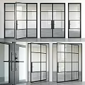 Modern Glass Doors With Black Frame And Transparent Panels For Interior Design