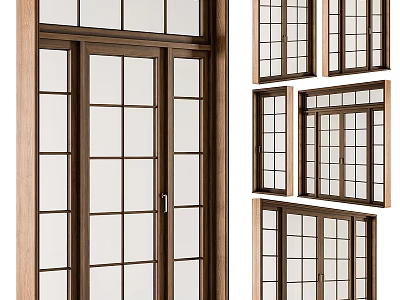 Wooden Frame Glass Windows With Different Styles And Grid Designs For Home Use 3d model