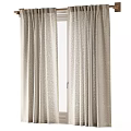 Stylish Beige Linen Curtains Hanging Over White Door With Textured Design