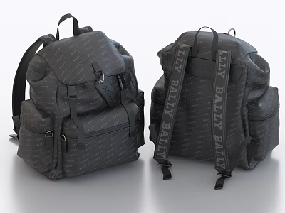 Two Stylish Bally Backpacks With Branded Straps And Multiple Pockets 3d model